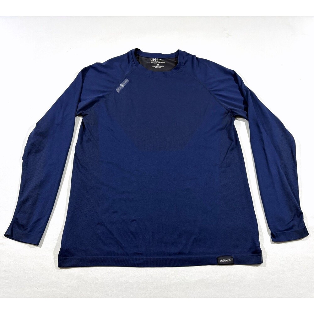 Legends Mens Blue Long Sleeve Enzo Performance Gym Running Basketball Shirt Sz M